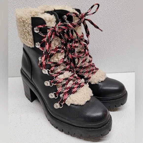 Universal Thread Black and Cream Women's Lace-Up Combat Boots, size 8.5 - Picture 1 of 9
